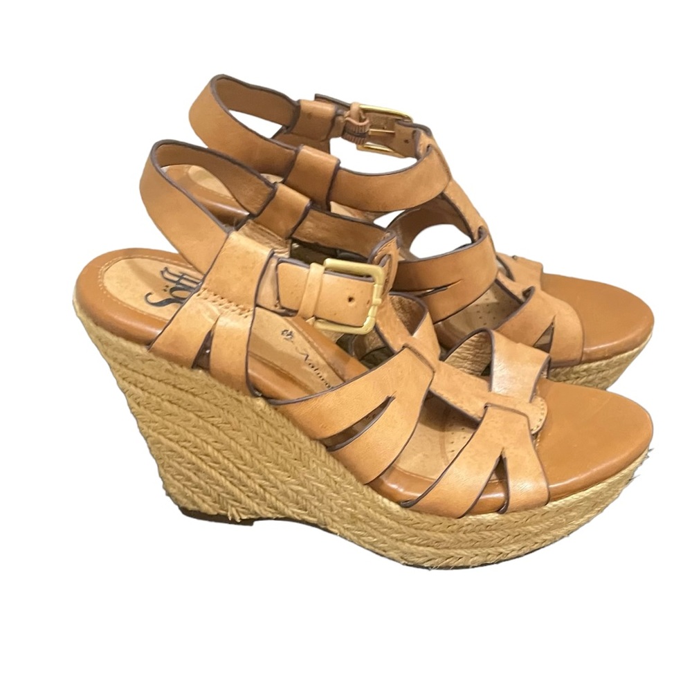 Sofft Tan / Light Brown Genuine Leather Sandal Wedges Size 6.5